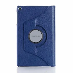 Premium 360 Rotating PU Leather Tablet Stand Cover (Dark Blue)