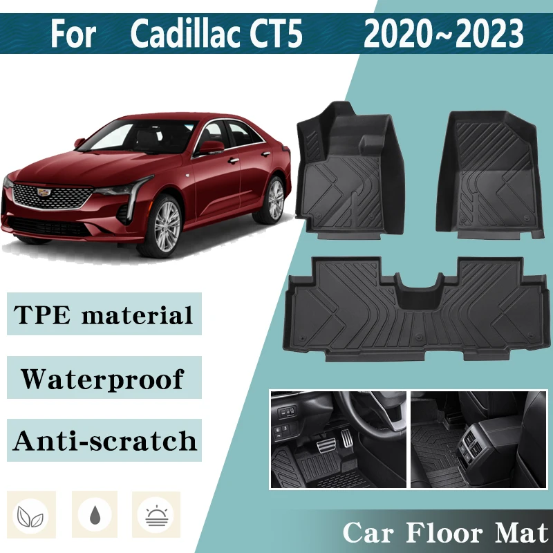

LHD Car Floor Mats for Cadillac CT5 Accessories 2020 2021 2022 2023 Car Foot Panel Liner Carpet Pads Anti-dirty Mats Accessories