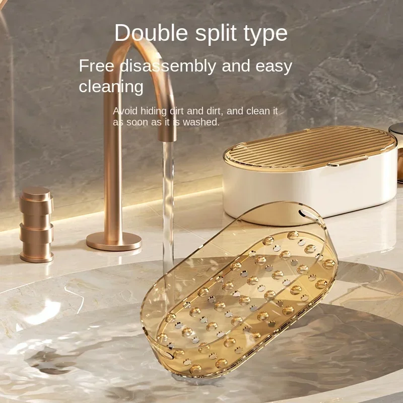 Double-layer Soap Box Household Bathroom Non-punching Hollow Drain Soap Box with Cover Dust Soap Box Holder Hot Sale