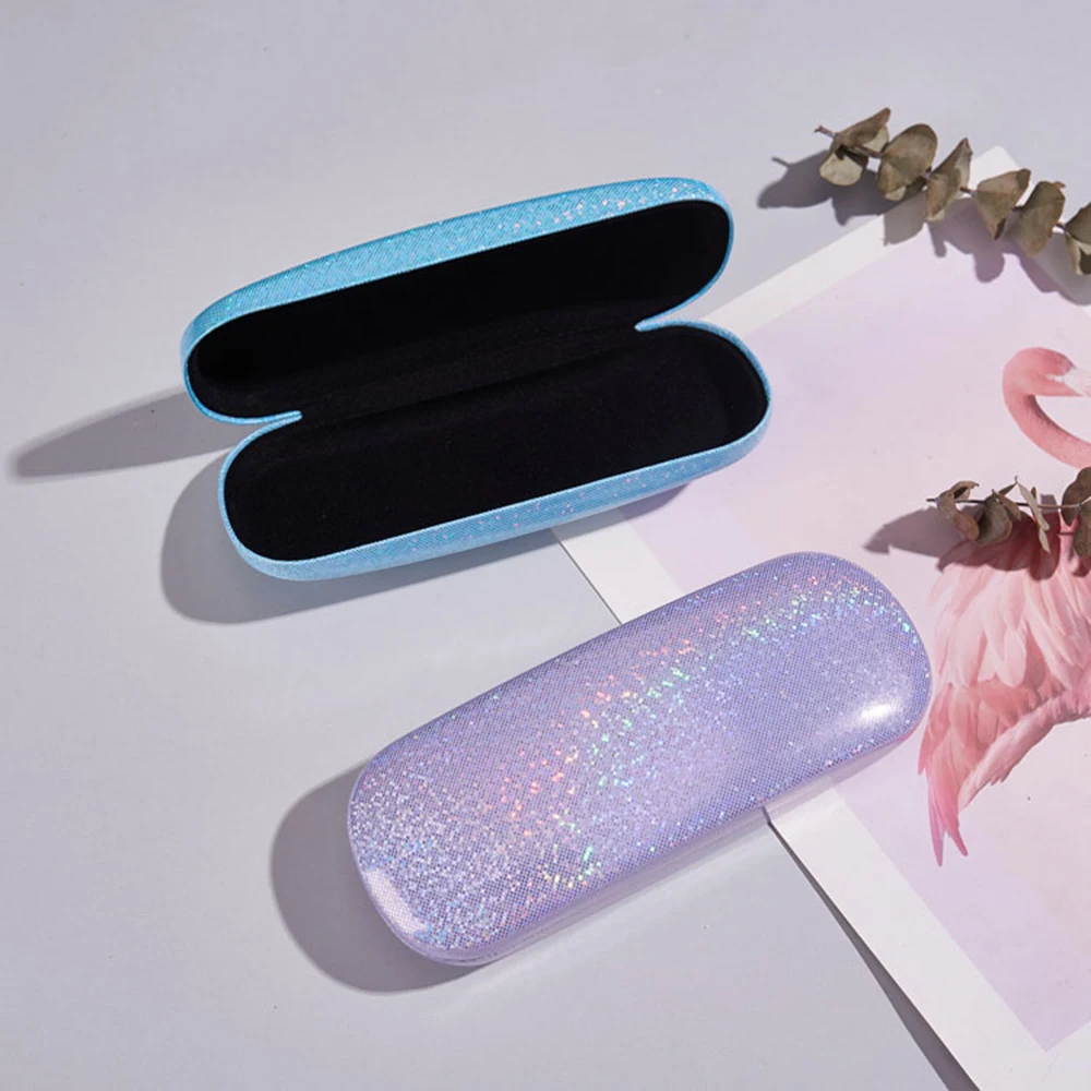 Laser PU Optical Glasses Protection Case Pink Bling Student Girls