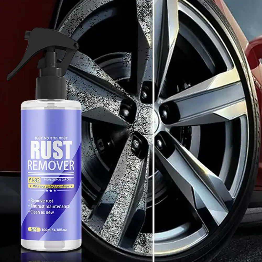 Tire Rust Remover Spray 100ml Car Tire Iron Powder Remover Spray Metal Rust Out Instant Remover Spray Automobile Tyre Cleaner