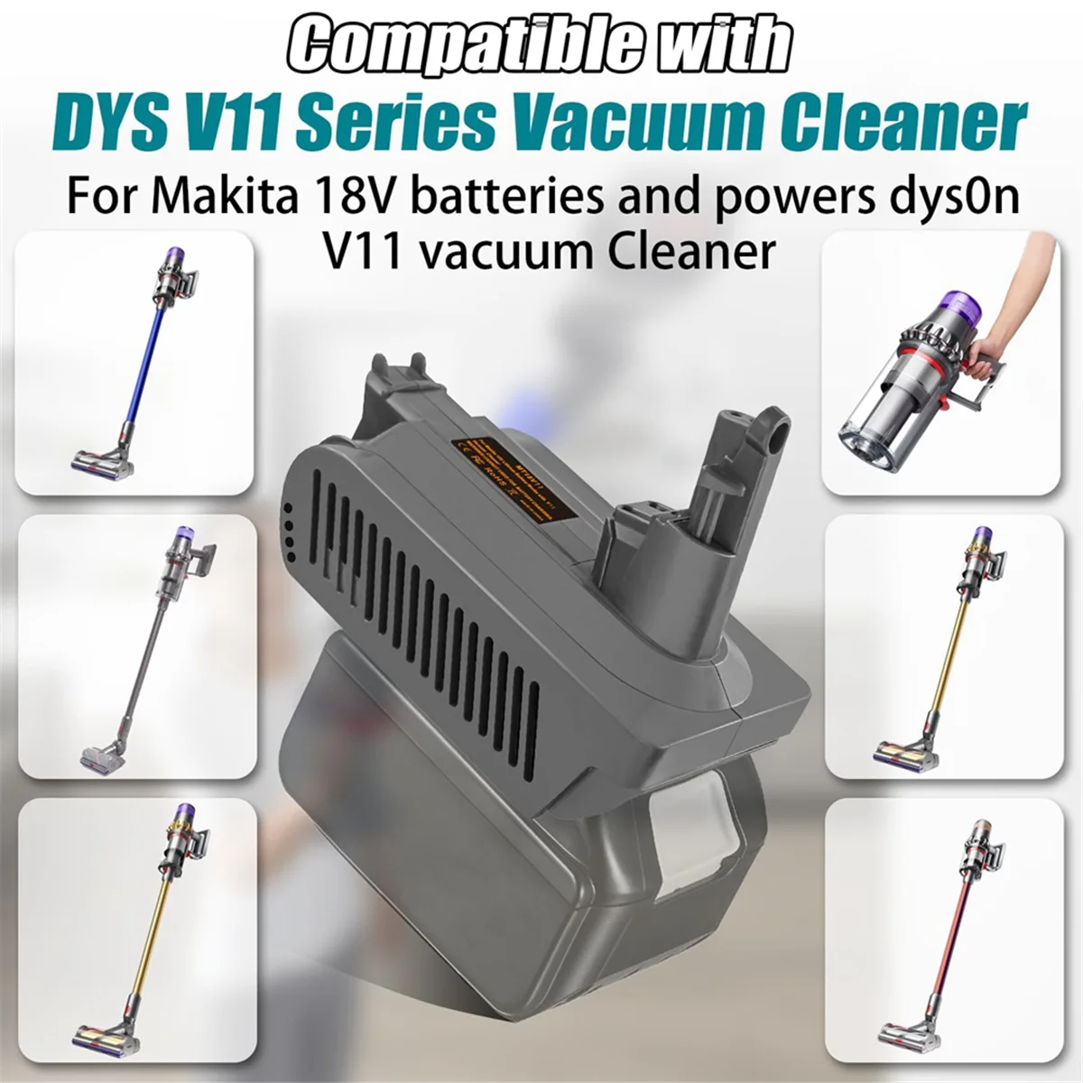 MT18V11 Adapter for Makita 18V Lithium Battery to for Dyson V11 Vacuum Cleaner, Makita 18V Battery to V11 Replace Vogue