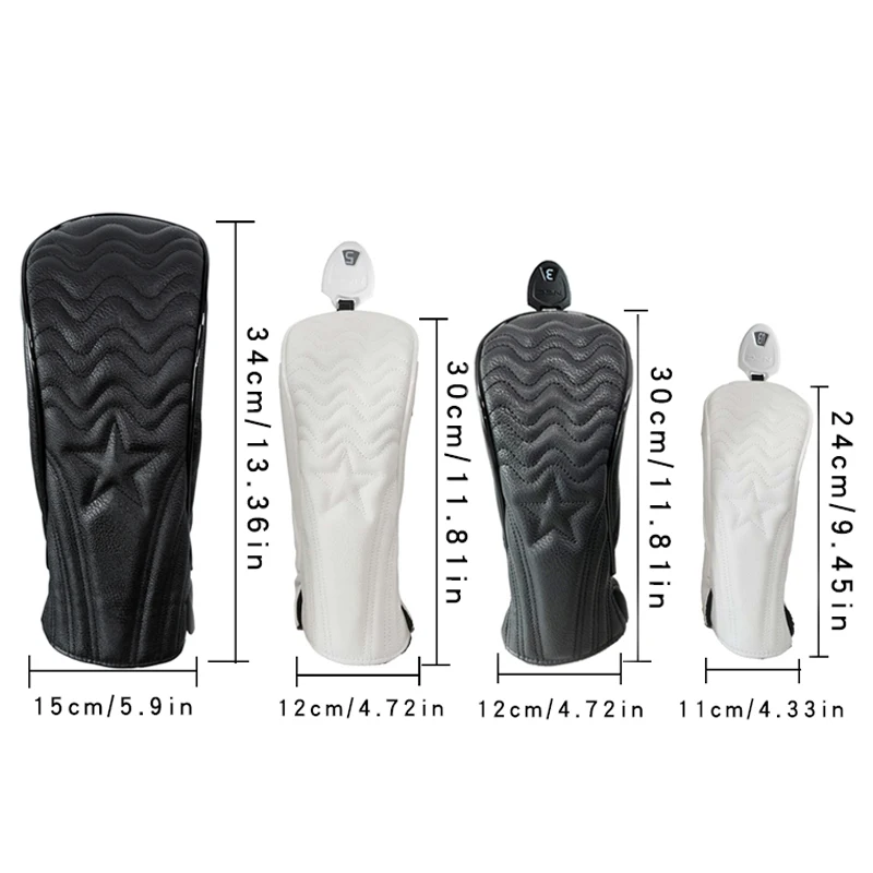 Premium Dual-Tone PU Leather Golf Wood Cover Set - Waterproof Club Protectors