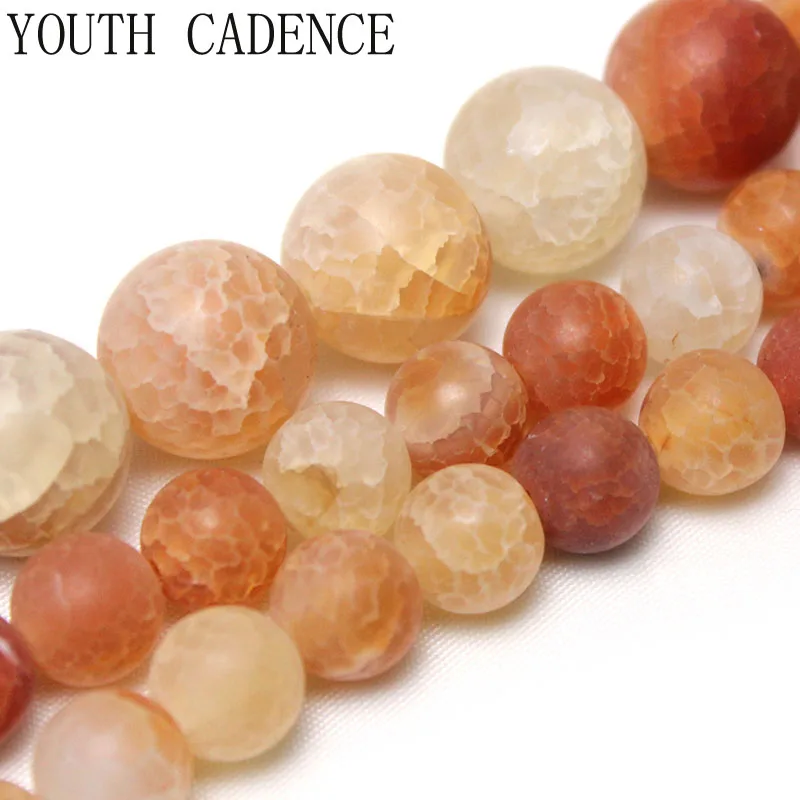 

Natural Stone Matte Yellow Dragon Veins Agates Round Loose Beads For Jewelry Making Pick Size 6/8/10mm DIY Bracelet Necklace