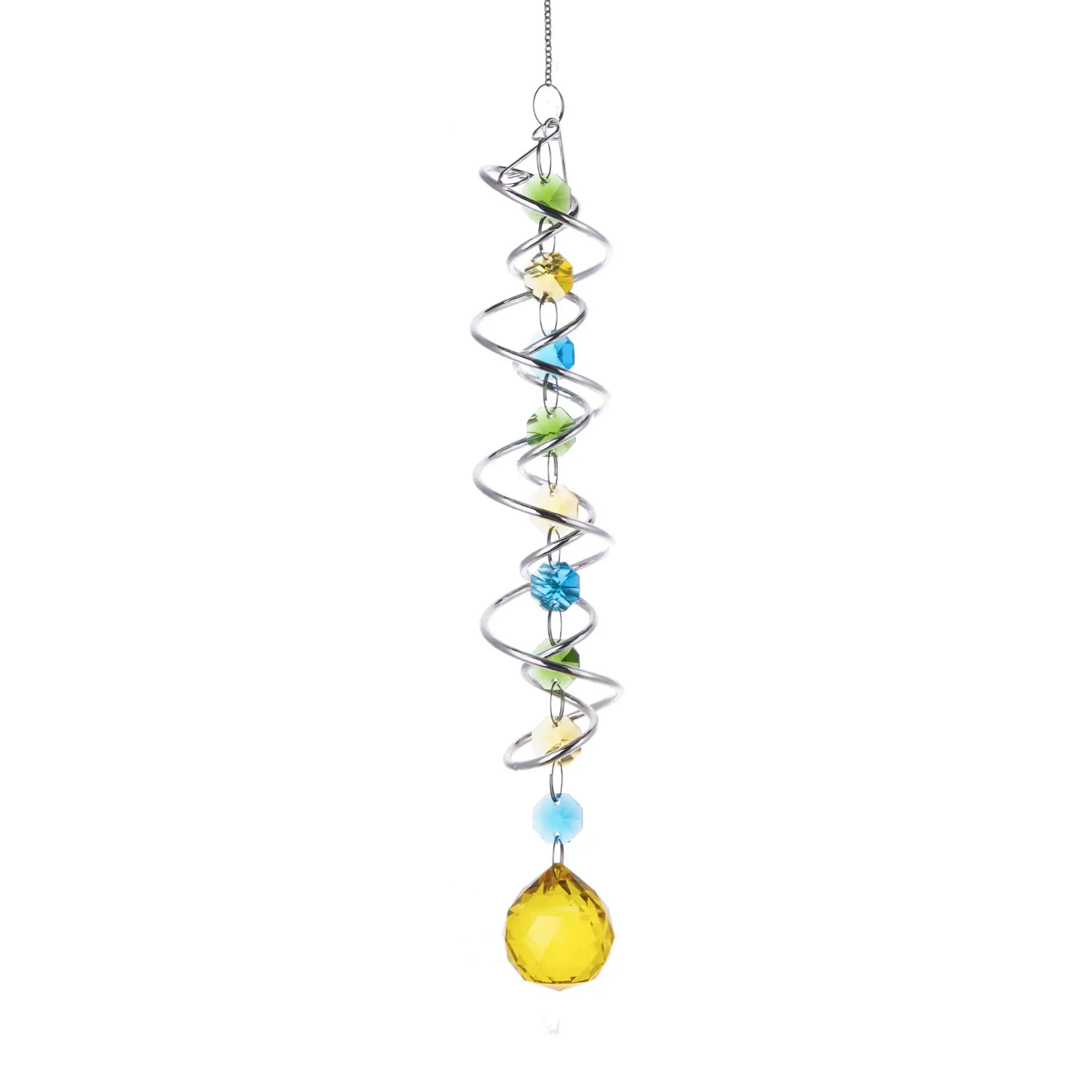 Crystal Suncatcher 3D Spiral Tailwind Spinning Crystal Ball Eternal Power Wind Clock Rainbow Made Hanging Decora