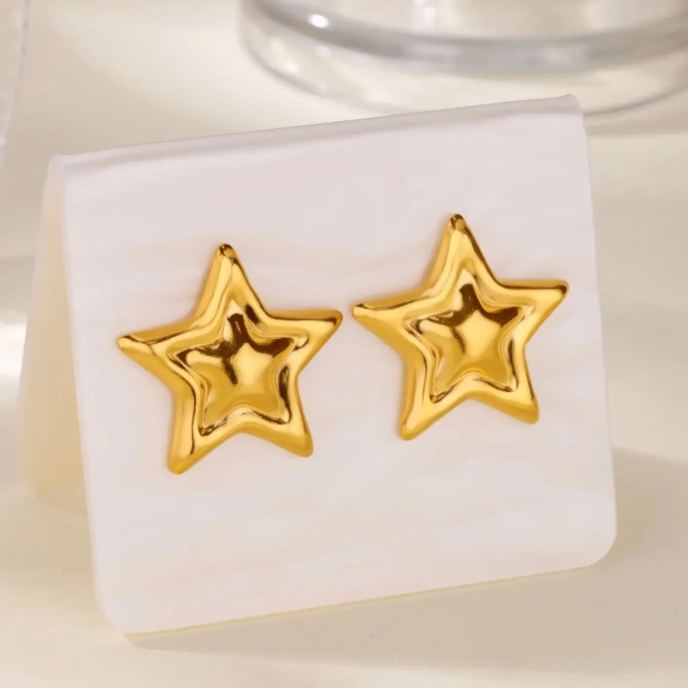 Stainless Steel Geometric Star Earrings For Women Gold Color