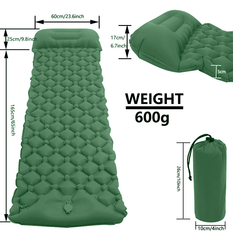 Outdoor Sleeping Pad Camping Inflatable Mattress with Pillows