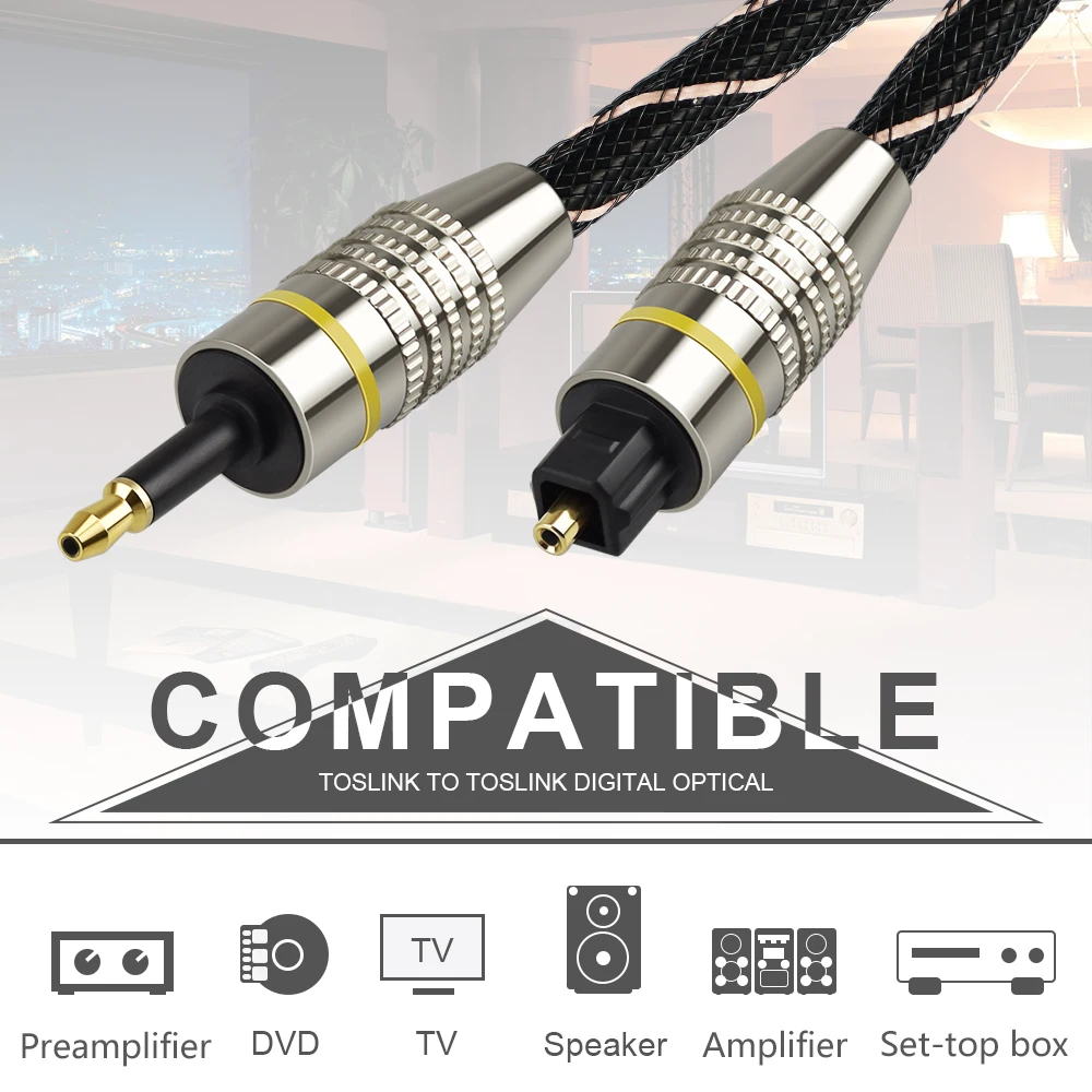 Compact 3.5mm Digital Optical Audio Adapter Cable