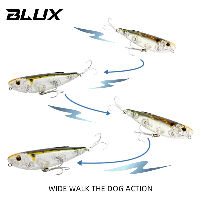 BLUX-señuelo de pesca para Andador de superficie STRAY DOG 95, señuelo de pesca Artificial para agua salada, aparejos de cebo duro para lubina, 95MM, 15,2g