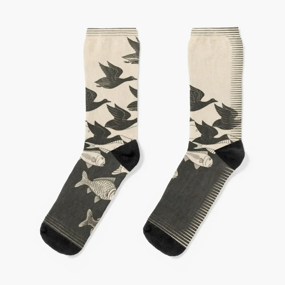 

Escher - Sky and water I Socks Non-slip golf short sport Men's Socks Luxury Women's