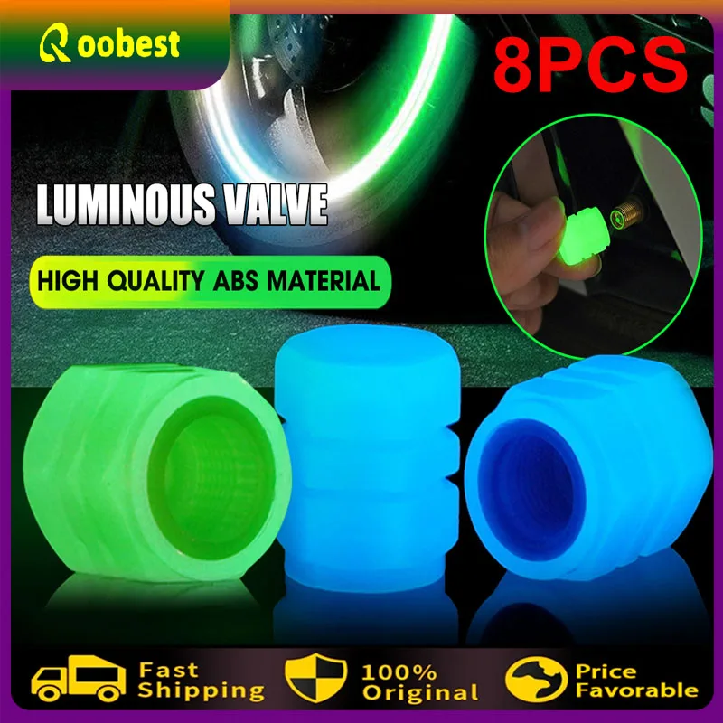 

2023 Luminous Valve Caps Fluorescent Red Night Glowing Car Motorcycle Bicycle Wheel Styling Tyre Hub Universal Cap Decor 8Pcs