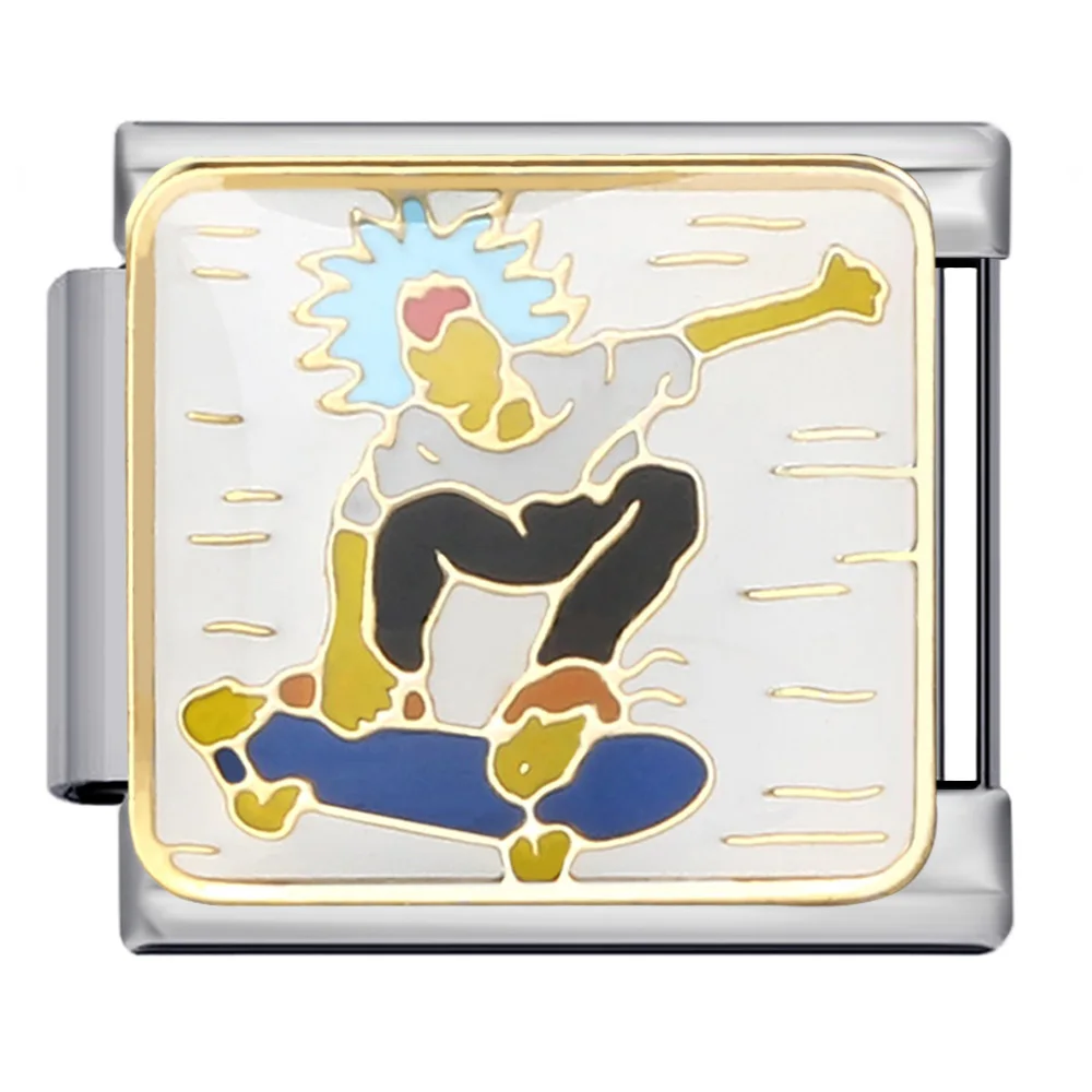 � Y2K-Charm-Armband-Verbindung, passend für 9 mm Edelstahl, italienischer Schmuck, bunte Sportserie, Skifahren, Yoga, Spielball, DIY-Herstellung von Armreifen – Detail 4