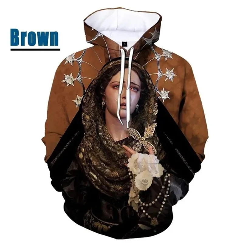 thumbnail image 1 of Sudadera con capucha gráfica de Virgen María ama a todos para hombre, sudaderas informales de gran tamaño personalizadas con estampado 3D, sudaderas para hombres, 1 of 5