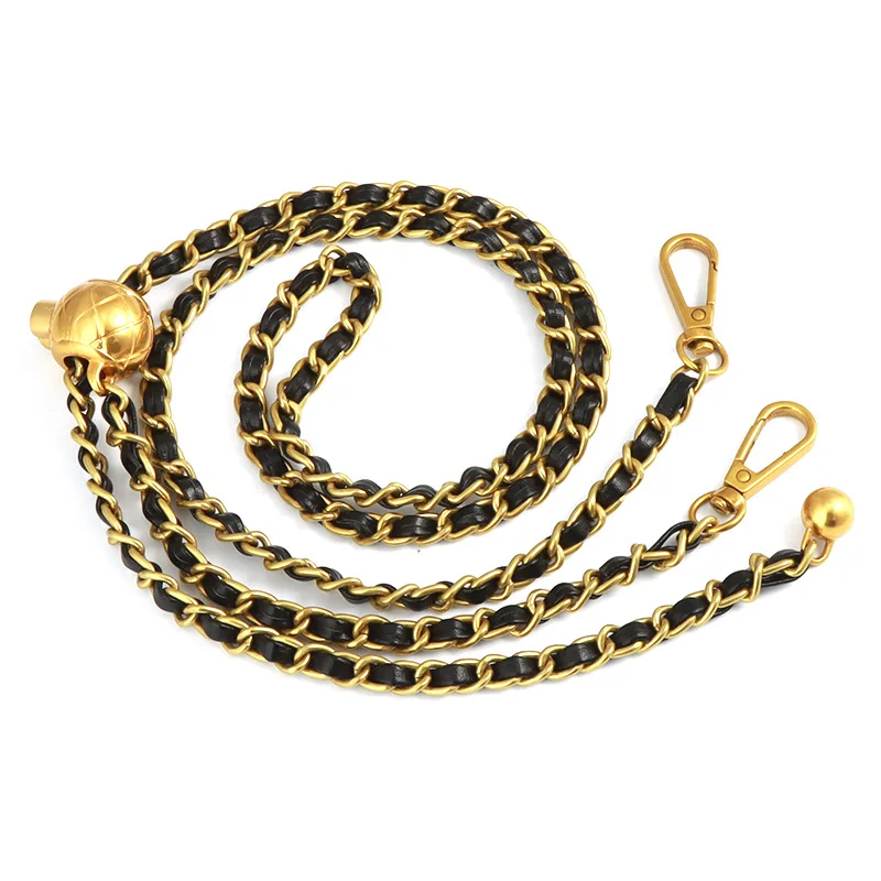 2pc DIY Black PU Leather Purse Handle Replacement Metal Gold Black Silver Shoulder Crossbody Bag Chain Straps Strap For Handbags