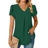 Sexy V Neck Ruffle Short Sleeve Blouse Shirts Summer Women V Neck Solid Color Loose OL Workout Blouse Tops SZE-ST23015 4
