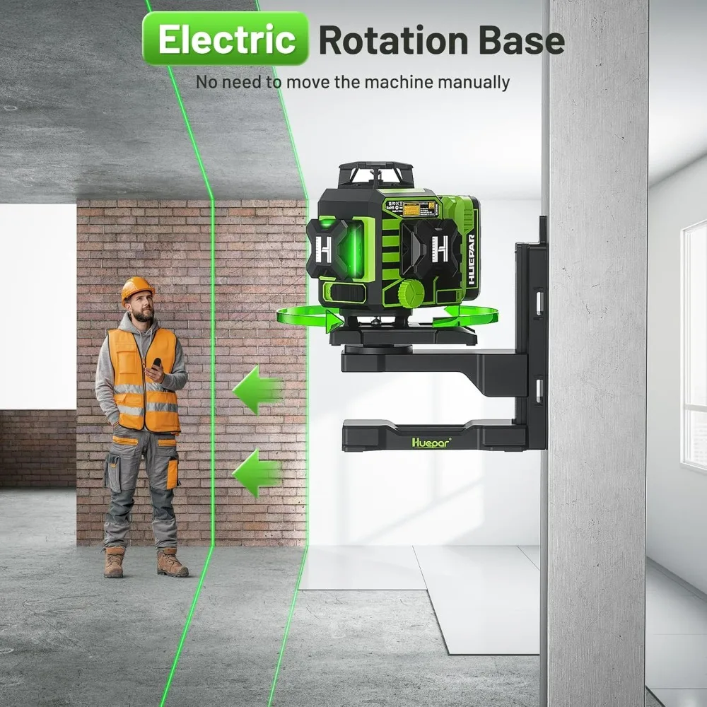 Upgraded Huepar 360° Self-Leveling Bluetooth Laser Leveler with 4x360° Rotation and Electric Base