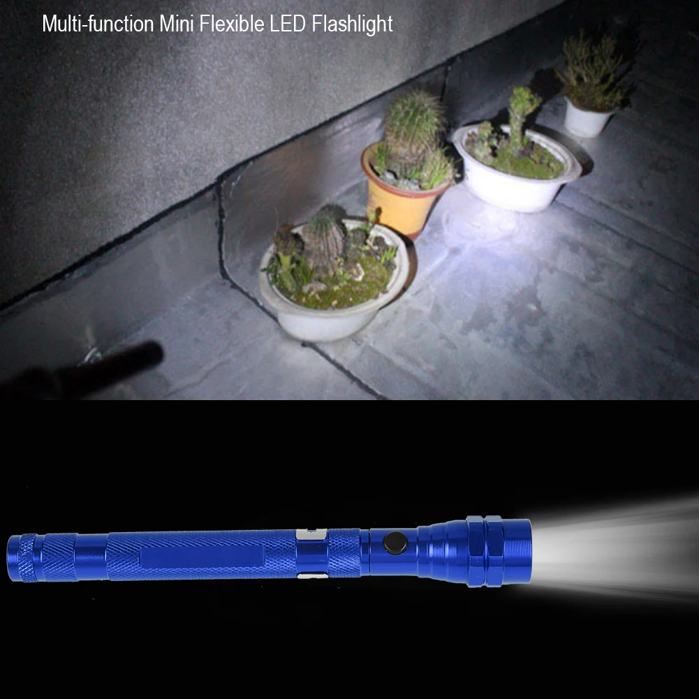 Aluminium Alloy Flash Flashlight Multi function Flexible Telescopic LED Flashlight Rotatable Torch with Magnetic End