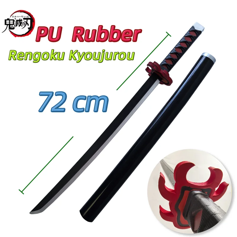72cm Cosplay Demon Slayer Sword Kimetsu no Yaiba Original Katana Weapon black Kyoujurou Tanjiro Swords Toy Safety Rubber