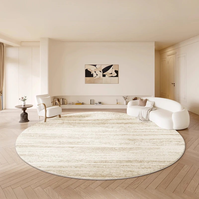 Living Room Round Large Area Carpet Cream Style High End Bedroom Bedside Thickened Carpets Home Waterproof Fluffy Soft Rug 러그 4