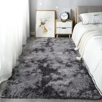 VIKAMA 40*60CM Silk Wool Rug Girls Room Living Room Bedroom Hotel Tie-Dye Cushion Washable Dirt Resistant Carpet 2