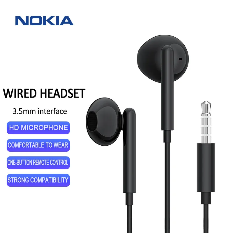 Original Nokia Headset E2101a Headphone Bass Stereo Wired Earbuds 3.5mm