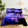 Purple Bedding Set Bed Sheet Linens Pillow Case Queen King Size Lanvender Butteryfly for Bedroom Soft Twin Full Single Double 1