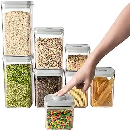 

Food Storage Containers Set-8 PCS POP Open Kitchen Canisters with lids,BPA Free, Kitchen Pantry Organization Stackable Container