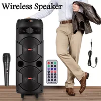 6000W Portable Wireless Karaoke Speaker System Dual 8 inch Woofer Speakers with Microphone Remote Control FM /USB/TF LED Lights