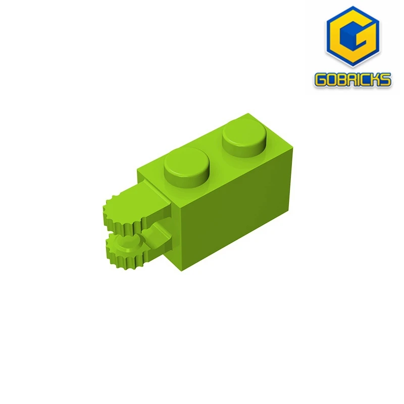 Gobricks GDS-1094  Hinge Brick 1 x 2 Locking with 2 Fingers Horizontal End, 9 Teeth compatible with lego 30540 gobricks gds 1131 hinge tile 1 x 4 locking dual 1 fingers on top compatible with lego 95120 44822 pieces of children s diy