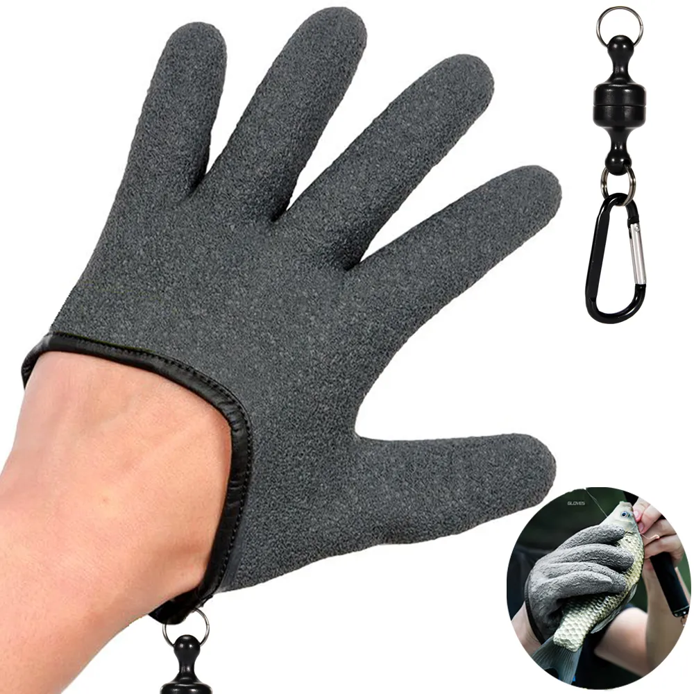 

Fishing Gloves Catch Fish Anti-slip Durabl Knit Full Finger Waterproof Work Cutproof Glove Clasp Left Right Apparel Protect Hand