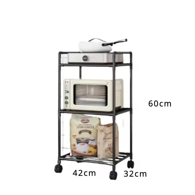 Floor-Standing Multi Layer Storage Rack Shelf Storage Rack Rolling Storage Cart with Pulley Trolley Bathroom Kitchen Microwave Storage Rack Kitchen Accessories