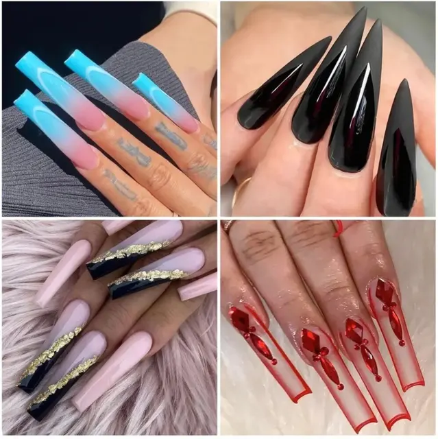 240Pcs Extra Long C Curve Nail Tips Clear False Nail Tips For Gel Acrylic Press On Nails Professional Home DIY With Box 3