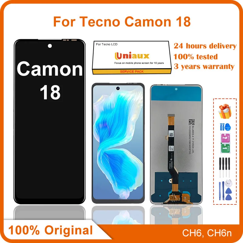 

6.8" Original For Tecno Camon 18 CH6 LCD Display Touch Screen Digitizer Assembly New For Tecno CH6n Repair Replacement Parts