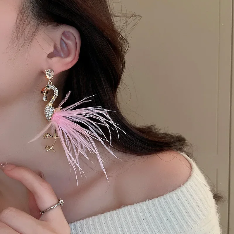 Orecchini a forma di fenicottero in argento sterling: gioielli