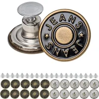 20Pcs/Set Jeans Replacement Buttons Screws 20mm No-Sewing Screw Button Repair Kit No Sew Metal Nailless Removable Jean Buttons 1