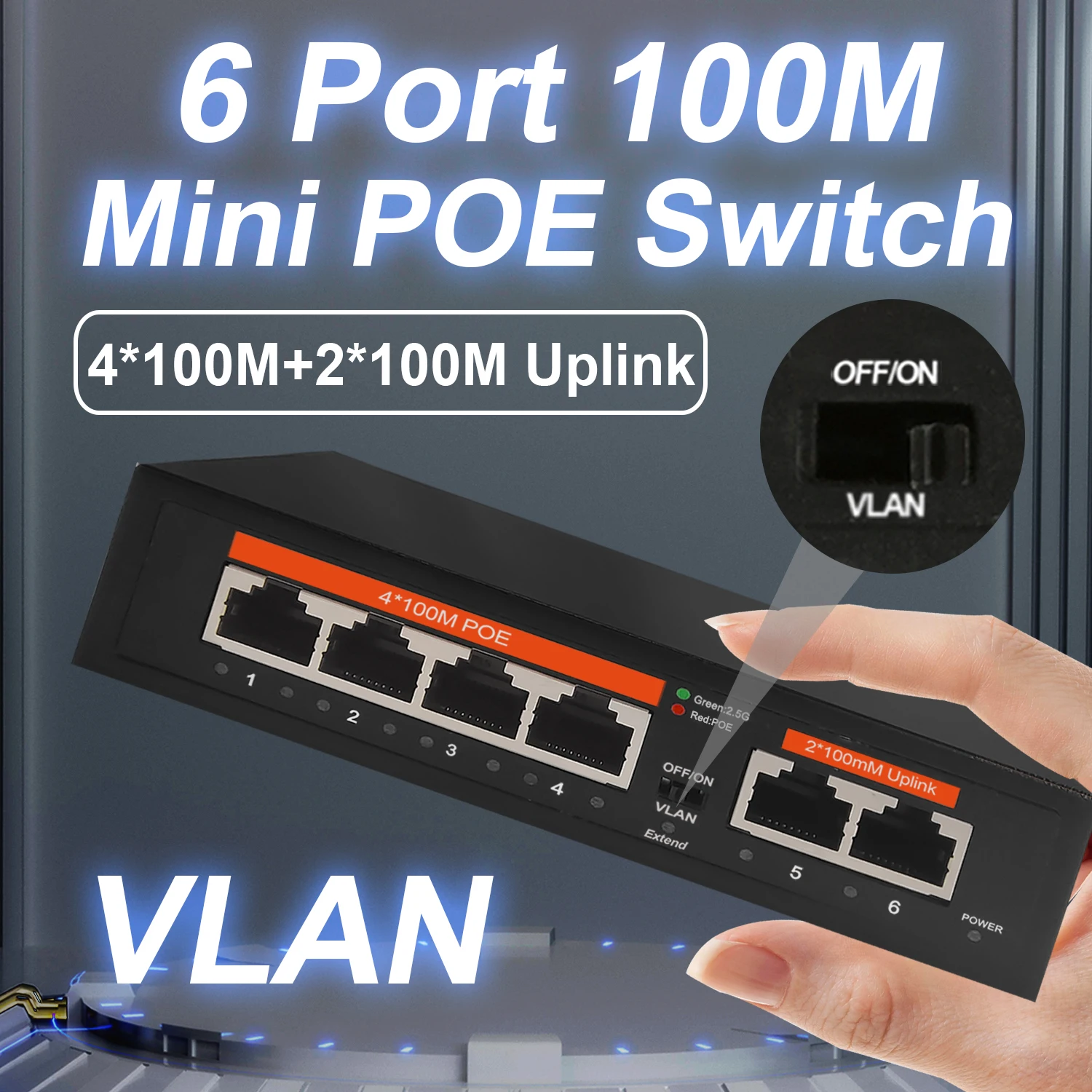 100Mbps-POE-Ethernet-Network-Switch-Unmanaged-65W-4-POE-2-RJ45-Ports ...