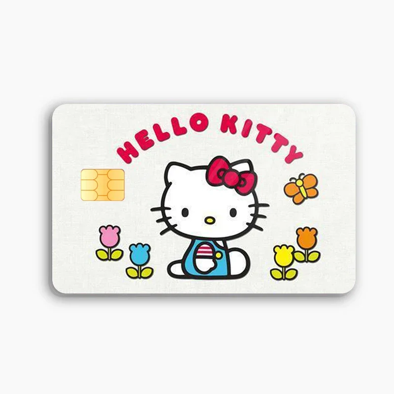 Nueva pegatina para tarjeta de crédito y débito de Hello Kittys, pegatina de póquer My Melody Kawaii, pegatinas impermeables de dibujos animados, pegatina de chip grande y pequeño