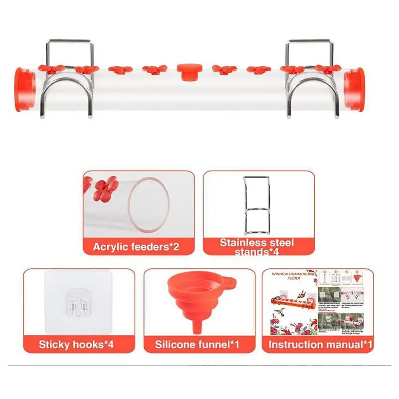 Window Bird Feeder Single Row Hummingbird Feeders Window Mount Bird Feeder Flower Hummingbird Window Feeders For Chinese New - Image 4