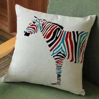 Wild Animal Style Decorative Cushion African Zebra Elephant Giraffe Cushion Square Throw Pillows Cotton Linen Pillowcase 45x45cm 6