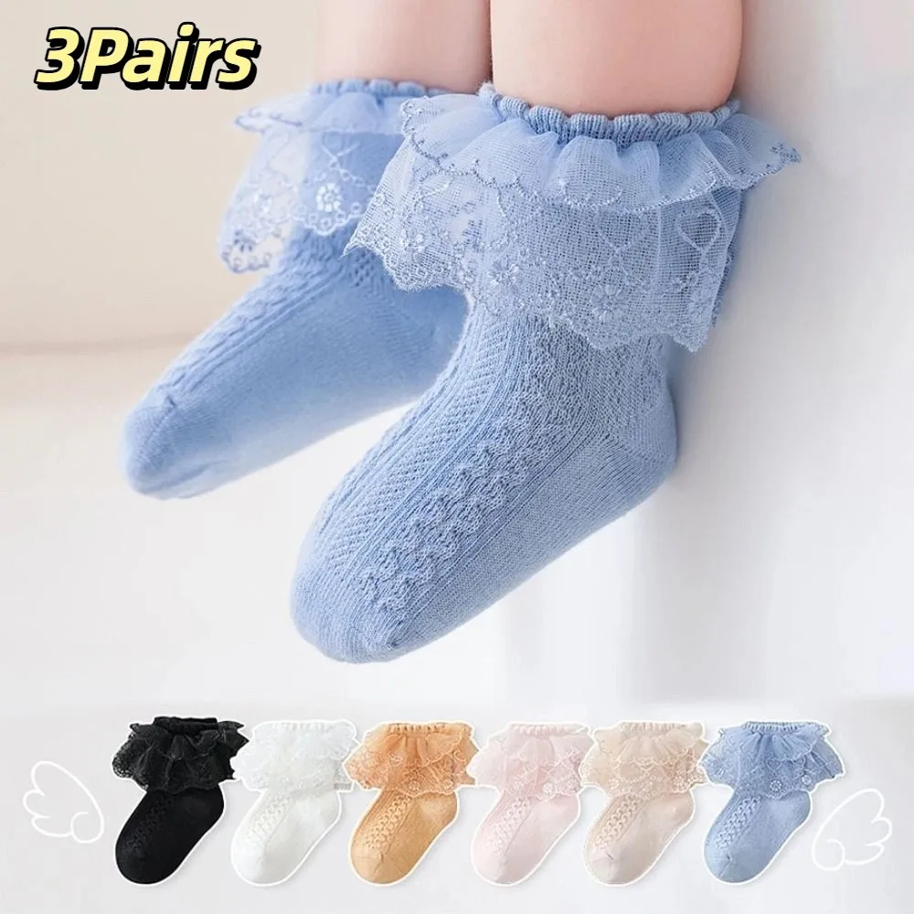 3Pairs Comfortable Lace Lolita Baby Ankle Socks Sweet Short Tube Children Cotton Socks Hosiery Kids Toddle Princess Socks Kids