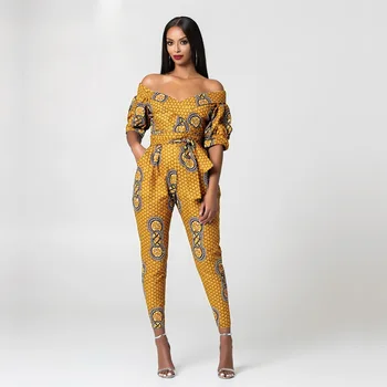 Amaka Print Off Shoulder Ankara Jumpsuit