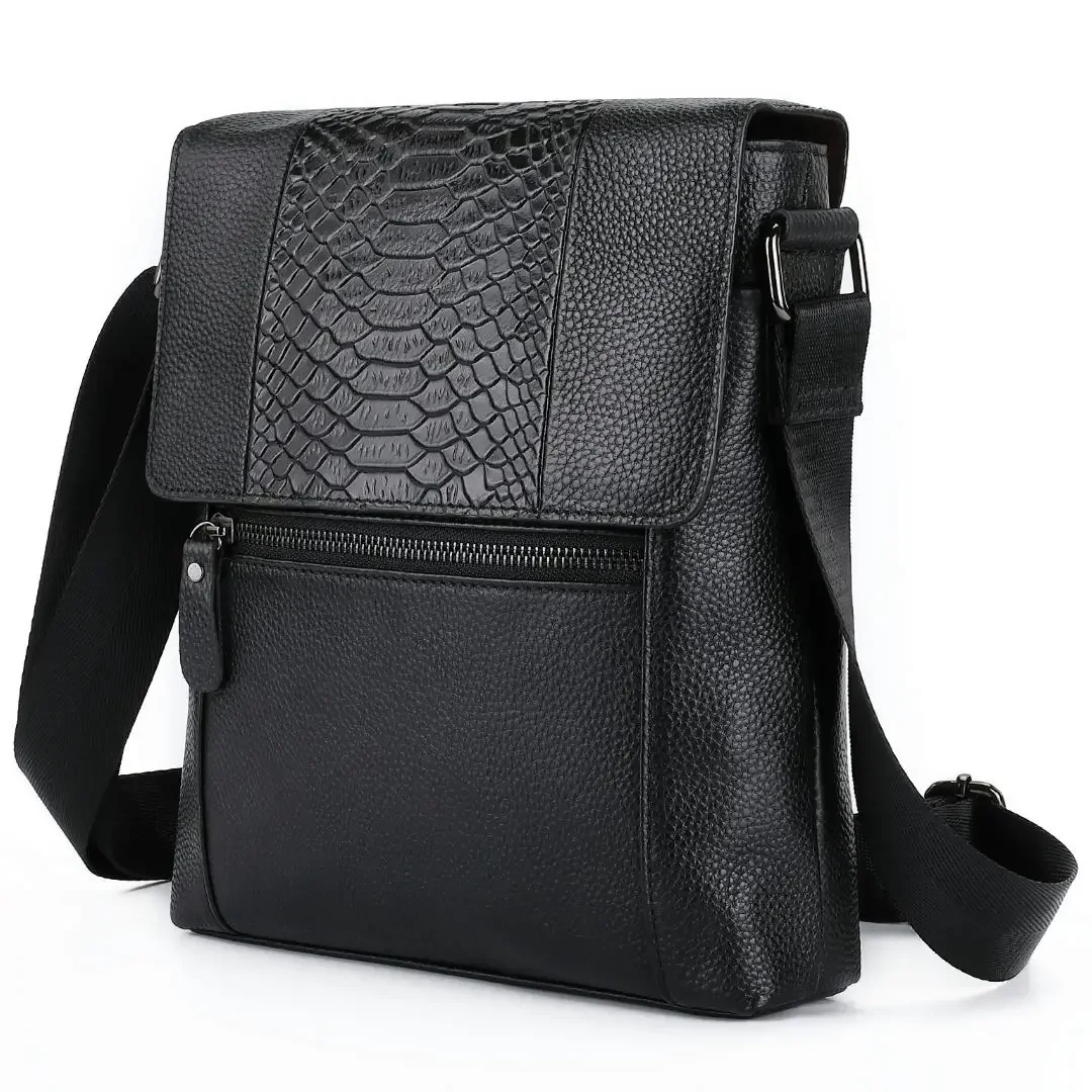 204 New Fashion Alligator Cow Genuine Leather Men Crossbody Bag Casual Business Men's Messenger Luxury Shoulder Handbags Bags