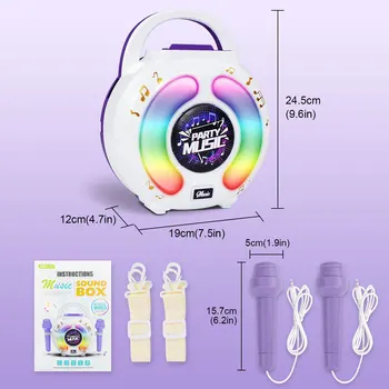 Kid Karaoke Machine with 2 Microphones Portable Karaoke Music Toy with Light Recording Voice Change Function for Girls Boys Gift 5