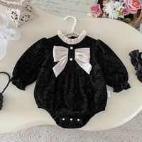 2025 New Autumn 0-24M Children Clothes Newborn Baby Girls Bodysuits Long Sleeves Splicing Infant Baby Girls Jumpsuit