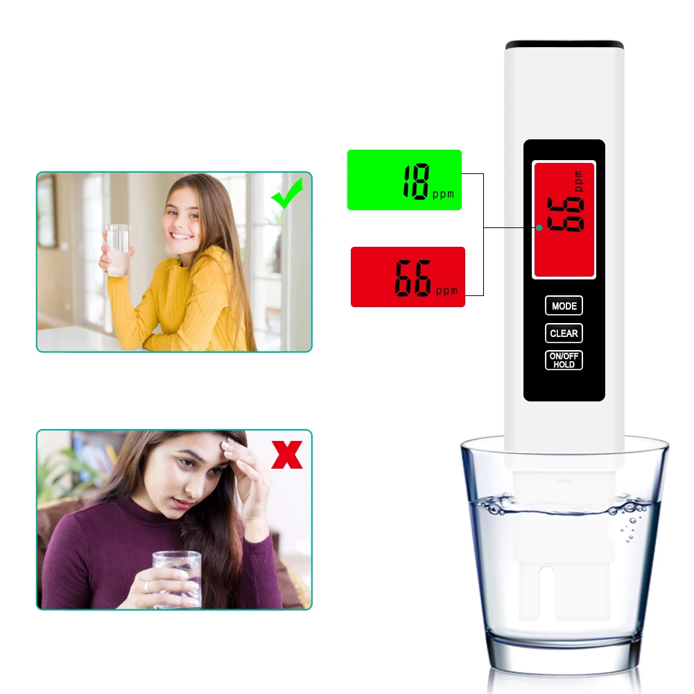 4 in 1 Digital Water Tester EC Meter & Temperature Meter 0-9990 PPM Water Quality Tester Pen for Pools Drinking Aquariums