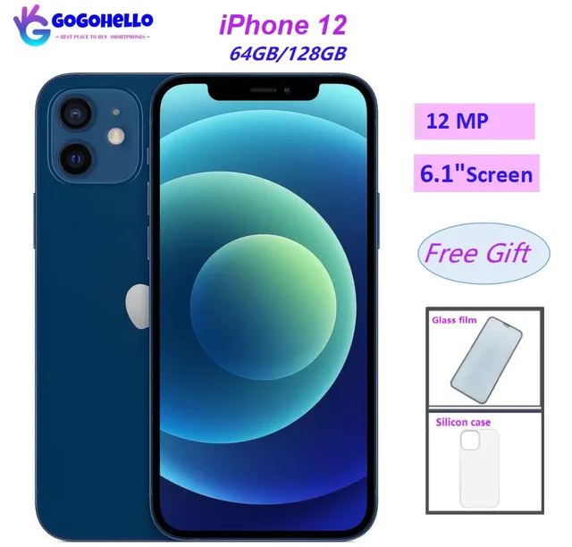 IPhone 12 IOS 64GB/128GB 6.1'' A14 Dual 12MP Face ID Original Unlocked Celular Phone Used Mobile Phones 95% New