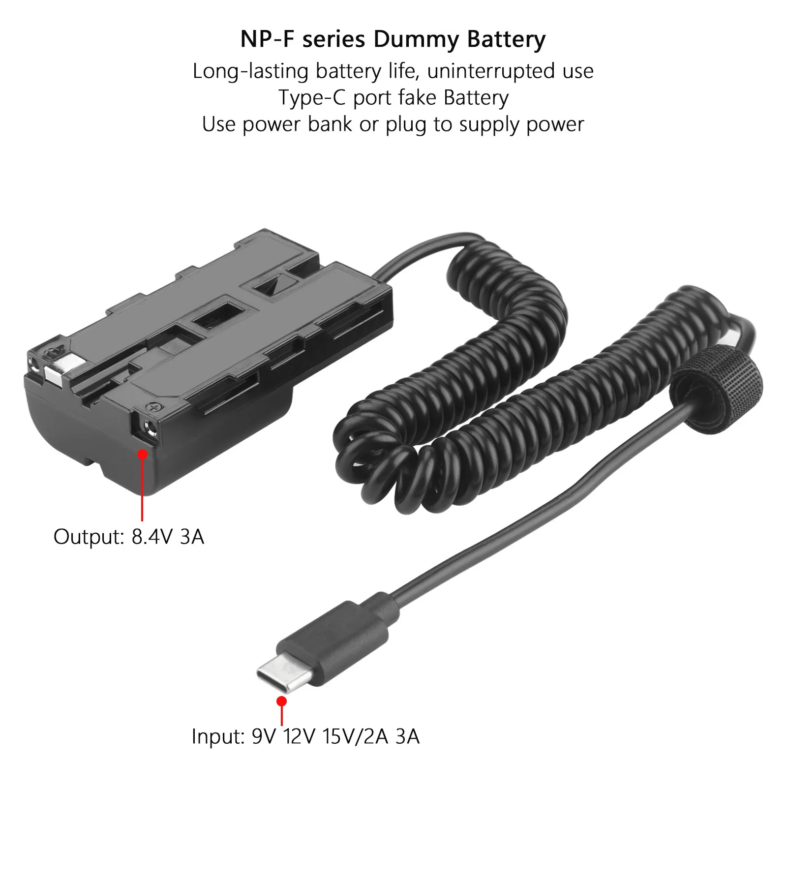 PD30W USB-C-NP-F 더미 배터리  NP-F550 NP-F770 NP-F970 배터리 카메라 필드 모니터용 완전 디코딩 커플러