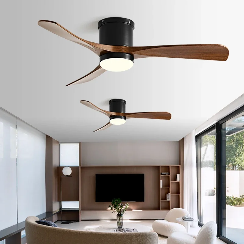 Low Floor Ceiling fan Light 38 46Inch LED Ceiling Fan With Light And Control Bedroom Household With fan chandelier 110V 220V