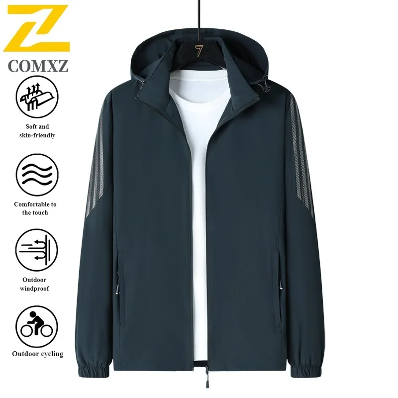EiAO 3Stripe Windbreaker Couple's Single-Layer Jacket Waterproof Windproof Outdoor Coat for Hiking Camping Fishing Spring Autumn