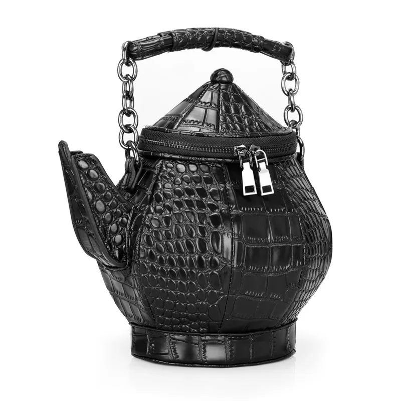 Pattern Crocodile New 2024 Creative Chinese Style Tea Wine Pot Design Women's Single Shoulder Crossbody Bag